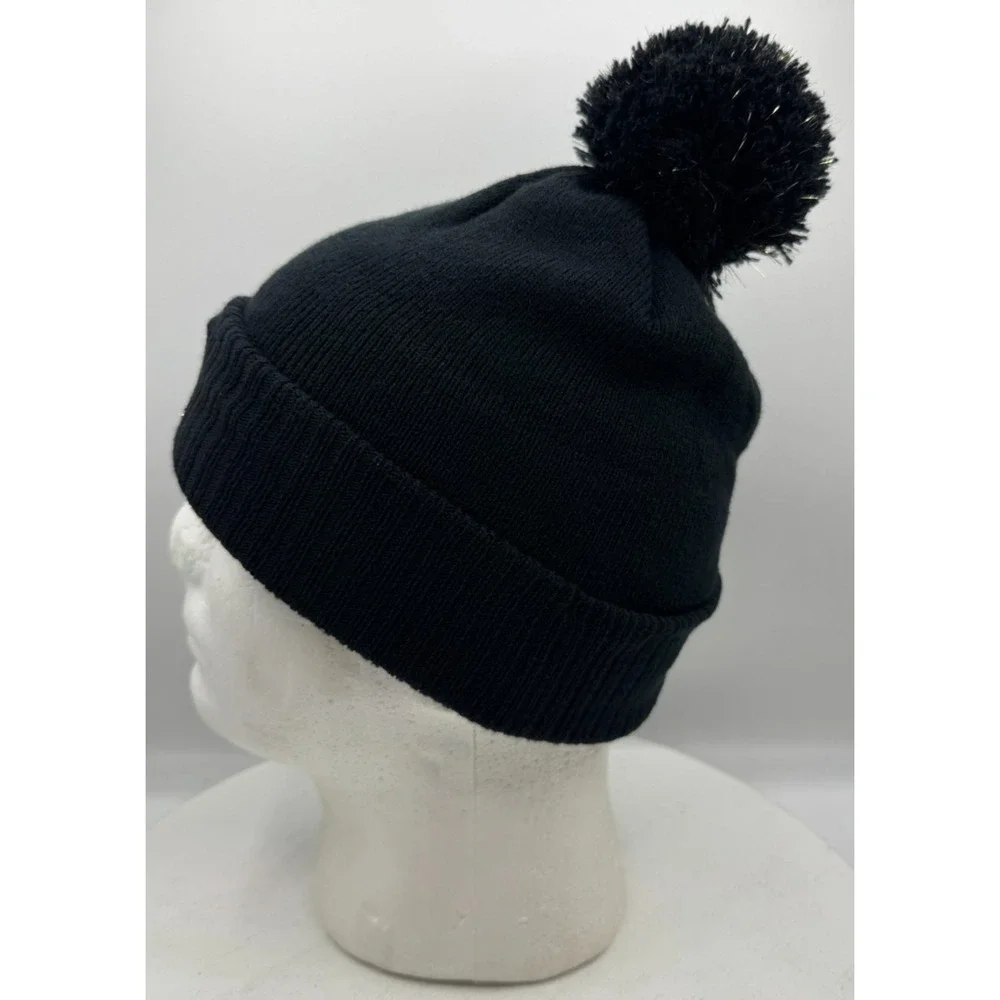 Air Jordan Youth Black and Gold Pom Beanie Youth Size
